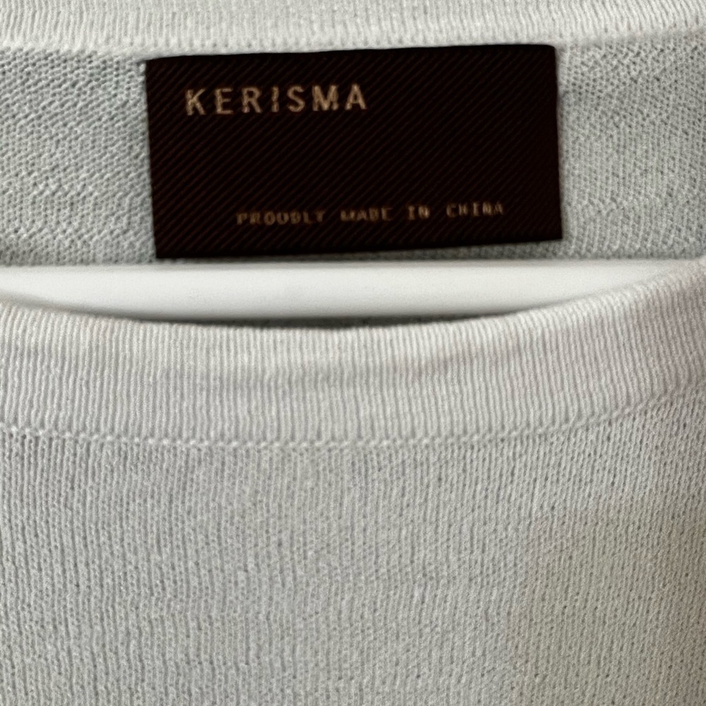 Kerisma Kerisma Bell Sleeve Knit Top medium/large white mesh shoulder - Picture 3 of 6
